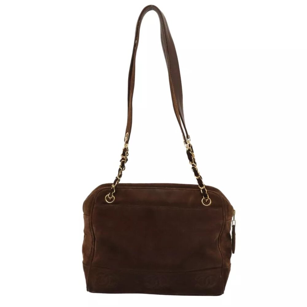 CHANEL Tote Bag Suede Brown Gold CC Auth ep5443 - Picture 2 of 16